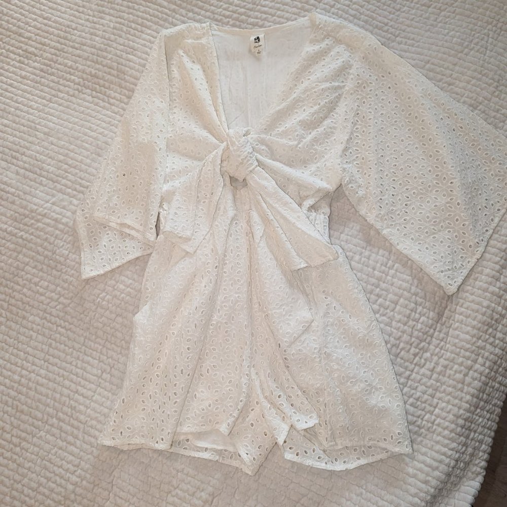 White Chunky lace Romper